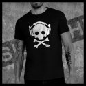 H0013 T-Shirt tête de mort Skullhead Pirate casque headphone