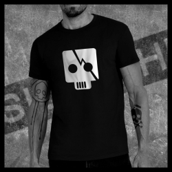 H0019 T-Shirt tête de mort Skullhead Pirate square eclair