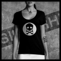 F0023 T-Shirt tête de mort Skullhead pirate white circle basique