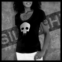 F0030 T-Shirt tête de mort Skullhead pirate micro coulures