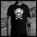 E0022 T-Shirt tête de mort Skullhead Pirate casque headphone nez