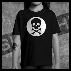 E0025 T-Shirt tête de mort Skullhead Pirate white circle nez