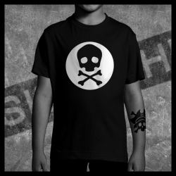 E0030 T-Shirt tête de mort Skullhead Pirate white circle