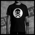 E0030 T-Shirt tête de mort Skullhead Pirate white circle