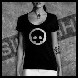 F0033 T-Shirt tête de mort Skullhead pirate white circle classique