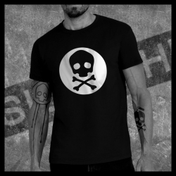 H0041 T-Shirt tête de mort Skullhead Pirate white circle