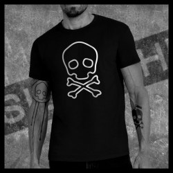 H0049 T-Shirt tête de mort Skullhead Pirate invert basique