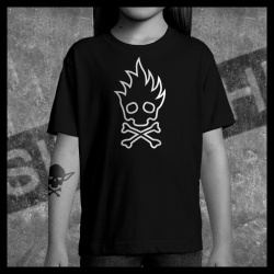 E0039 T-Shirt tête de mort Skullhead Pirate invert flamme fire