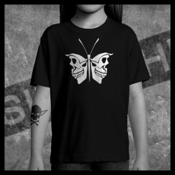 E0059 T-Shirt tête de mort Skullhead Pirate Butterfly