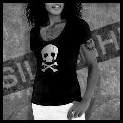 F0056 T-Shirt tête de mort Skullhead pirate Coulures Larmes