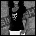 F0060 T-Shirt tête de mort Skullhead pirate Cat