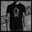 H0052 T-Shirt tête de mort Skullhead Pirate invert flamme fire